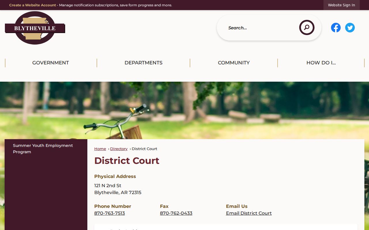 Blytheville court records District Court clerk directory