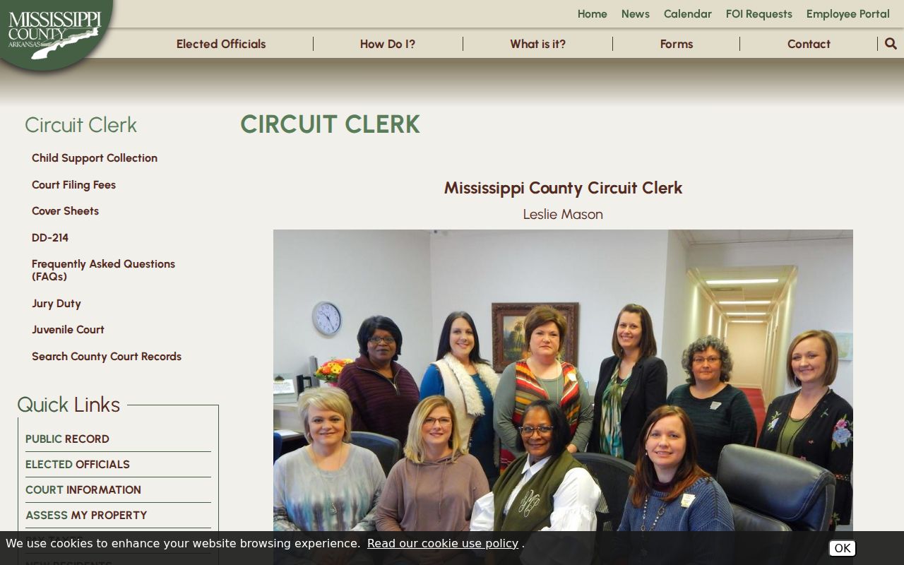 Mississippi County court case records at the Circuit Clerk office