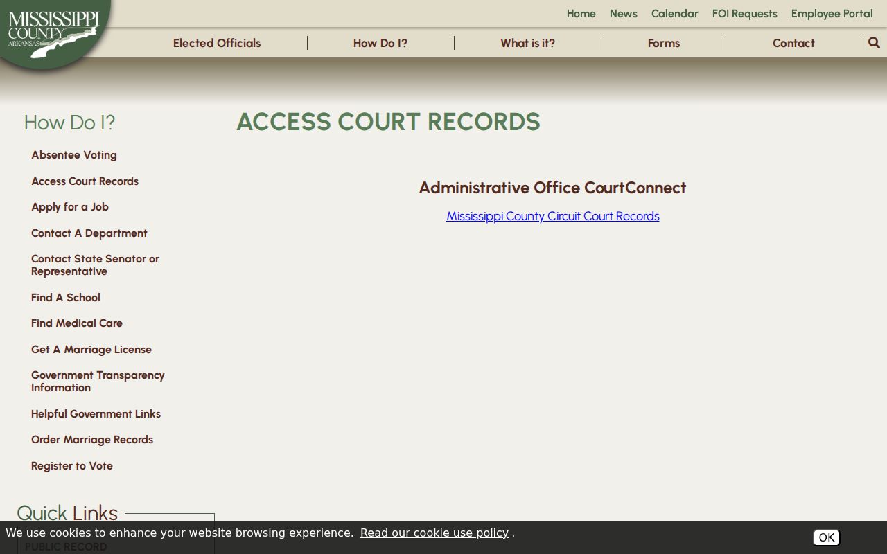 Mississippi County court case records access gateway